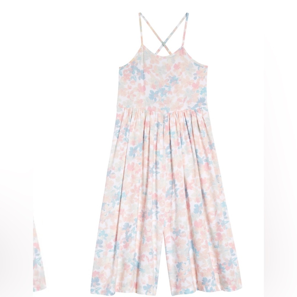 NEW NORDSTROM Kids' Easy Sleeveless Jumpsuit Ivory Elysian Buds Size XL 14 - 16